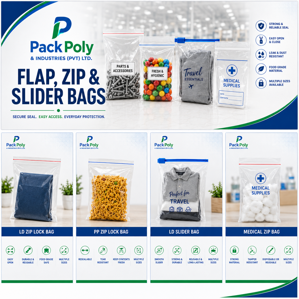 Flap, Zip & Slider Bags