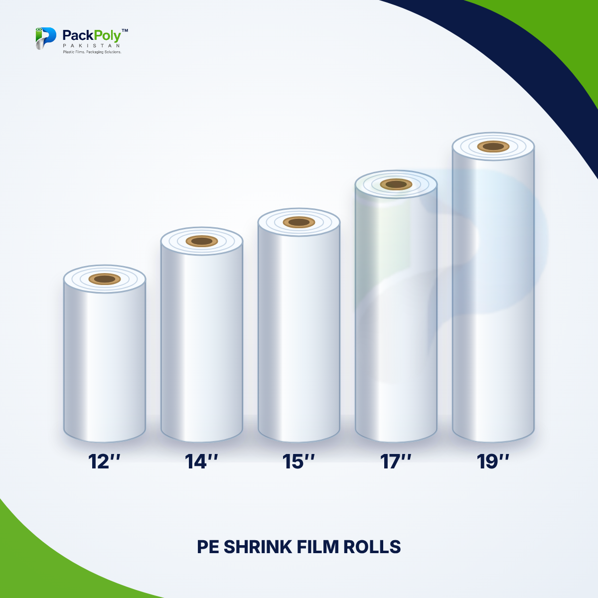 PE Shrink Film Rolls – 12, 14, 15, 17 & 19 Inch