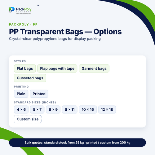 PP Transparent Bags – Crystal Clear Polypropylene Bags